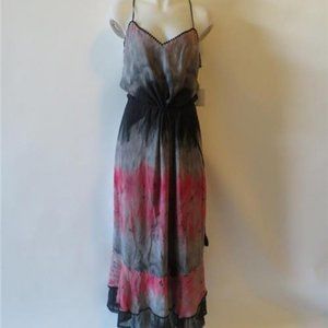 NWT ECRU 'BLACK GEODE' SILK  OMBRE DRESS L